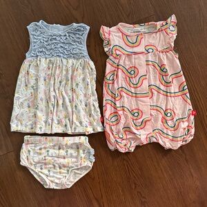 Bundle of Magnetic Me Ice Cream Baby Dress w/Ruffle Diaper Cover and Romper